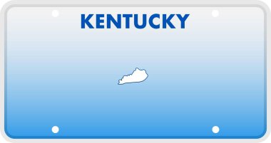 Simple illustration of a kentucky license plate, showing the state outline over a blue gradient background clipart