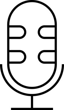 Podcast, ses kaydı ve ses iletişimini sembolize eden basit satır sanat mikrofon simgesi