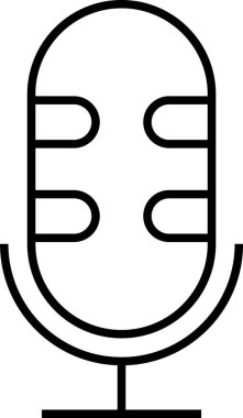 Podcast, ses kaydı ve iletişimi sembolize eden basit satır sanat mikrofon simgesi