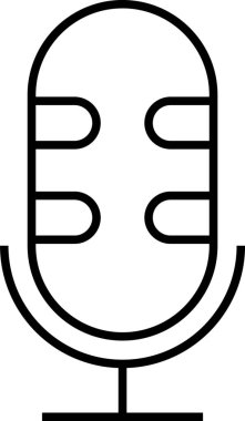 Podcast, iletişim ve ses teknolojisini sembolize eden basit satır sanat mikrofon simgesi
