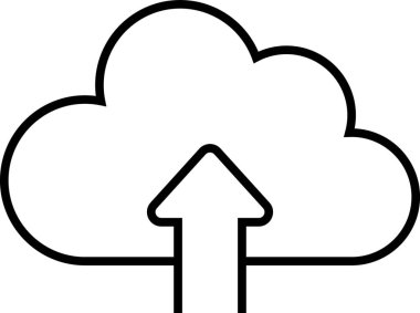 Yukarı ok buluta giriyor, bulut deposuna veri transferini simgeliyor, yedekleme ve senkronizasyon sağlanıyor
