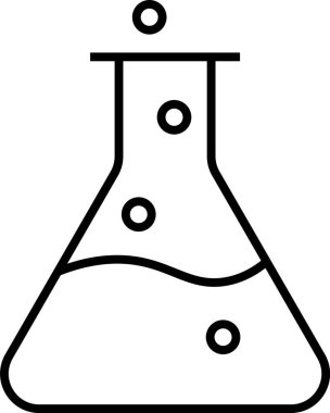 Bilimsel bir deney sırasında Erlenmeyer şişesinin içinde kabarcıklar oluşturan kimyasal reaksiyon.