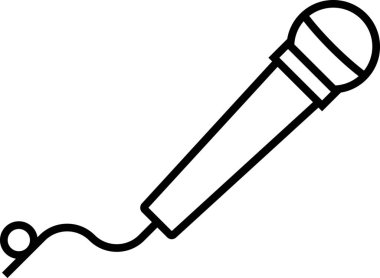 Kablolu, yayını, ses kaydını ve ses donanımını temsil eden basit bir mikrofon çizgisi resim simgesi