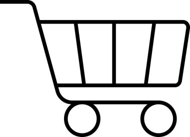 Bir alışveriş arabasının basit bir sanat simgesi, çevrimiçi perakende satış ve ticari alımları simgeliyor.