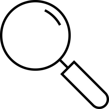 Arama, araştırma ve keşif kavramını temsil eden basit siyah büyüteç simgesi