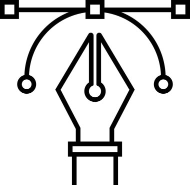 Dijital sanatta grafik tasarımı, yaratıcılığı ve kesinliği sembolize eden kalem aracı simgesi