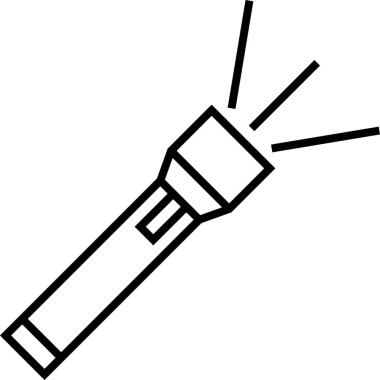 Işığı aydınlatan, el fenerinin parıldayan ışıklarını çizen basit siyah beyaz çizgiler.