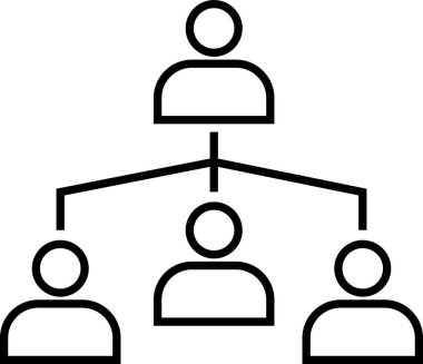 Bir lideri takım üyelerine bağlayan, takım çalışması, yönetim ve kurumsal organizasyonu sembolize eden hiyerarşik bir iş yapısını temsil eden basit bir simge