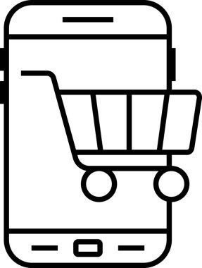 Çevrimiçi alışveriş kavramı, akıllı telefon ekranında sergilenen bir alışveriş arabası tarafından temsil ediliyor. Ticareti ve mobil alımları simgeliyor.