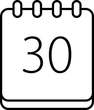 Takvim simgesi basit bir minimalist satır sanat tarzında 30. günü gösteriyor