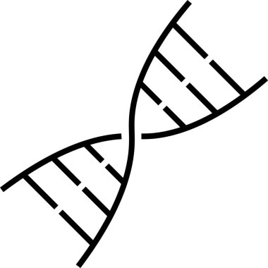 Bir DNA molekülünün çift sarmal yapısını temsil eden siyah ve beyaz çizimler genetik, kalıtım ve biyolojik araştırmaları sembolize eder.