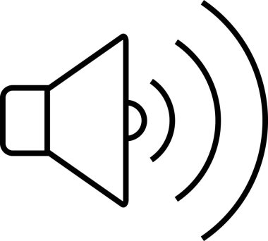 Müzik, ses ve yayın gibi kavramları temsil eden bir hoparlörün minimalist illüstrasyonu