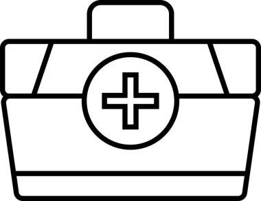 İlk yardım çantasının siyah beyaz çizgili sanat simgesi. Tıbbi bakım ve acil durum hazırlığını temsil ediyor.