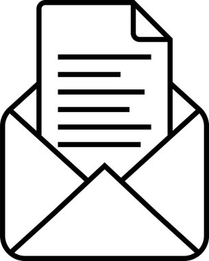 Zarfın içinde bir belge bulunan haber simgesi, e-posta pazarlaması, iletişim ve dijital mesajlaşmayı sembolize ediyor