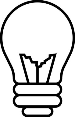 Kırık bir ampulün basit çizgi çizimi, fikir eksikliğini, yaratıcı engeli ya da problem çözme zorluklarını temsil eder.