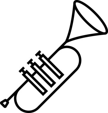 Müzik, ses ve müzik aletlerini sembolize eden basit siyah beyaz trompet ikonu