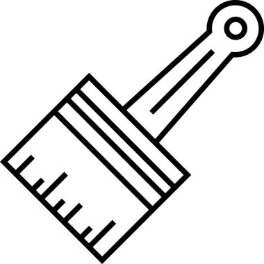 Boya fırçasının basit siyah beyaz çizgi sanat simgesi, sanatsal ifade, yaratıcılık ve diy projelerini temsil ediyor.