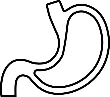 Sindirim sağlığını, gastroenterolojiyi ve iç organları temsil eden basit bir insan midesi çizimi.