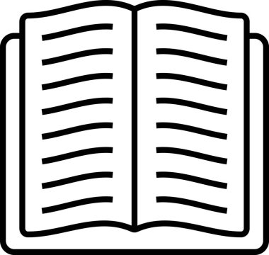 Metin satırlarını gösteren, okumayı, edebiyatı ve eğitimi sembolize eden açık kitap