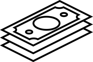 Zenginliği, yatırımı ve finansal büyümeyi simgeleyen bir yığın banknotun çizgi çizimi
