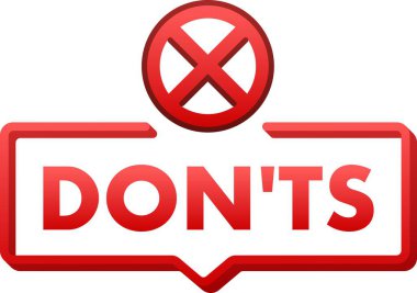 Kırmızı, uyarı ve yasaklama faaliyetlerini simgeleyen uyarı işareti ile mesajı donatır