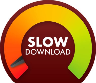 Zayıf internet bağlantısını temsil eden yavaş indirme iletisi olan hız göstergesi