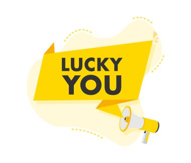 Megafon, sarı bayrak ve soyut şekillerle duyurmanız için sizi şanslı yapıyor.