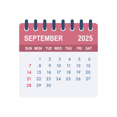 Takvim sayfası Eylül 2025 'i gösteriyor, günleri, haftaları ve zamanın ilerlemesini vurguluyor