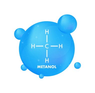Mavi küreler ve bir ağ ile çevrili kimyasal formülü CH3OH ile metanol molekül modeli