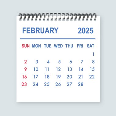 Haftanın günleri ve tarihleriyle Şubat 2025 takvim sayfası, planlama ve planlama için önemli bilgileri gösterir