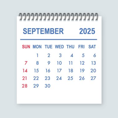 Takvim sayfası Eylül 2025 'i gösteriyor, günler ve haftalar işaretli.