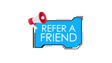 Kırmızı megafonlu bir Arkadaş mesajı içeren animasyon tasarımı, beyaz ve yeşil arkaplanlar arasında geçiş yapıyor