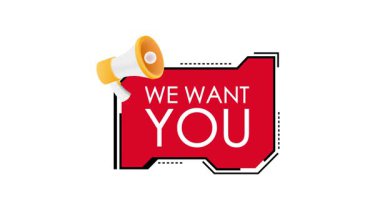 Animasyon. Mesajınızı megafonla beyaz ve yeşil ekran arka planında bırakmanızı istiyoruz.