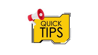 Beyaz ve krom anahtar arkaplan üzerine megafonla hızlı ipucu iletisi