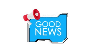 Arka planda iyi haberleri duyuran bir megafonun animasyonu. Olumlu duyurular ve promosyon içeriği için ideal