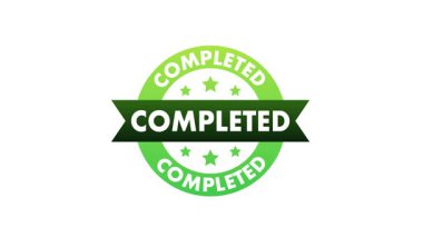 Beyaz ve mavi arkaplanda görünen tamamlanmış pul canlandırması