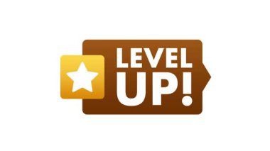 Canlandırmayı altın yıldız ve kahverengi etiket ile seviyelendir, video oyunları ve çevrimiçi içerik için ideal