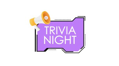 Beyaz üzerine izole edilmiş bir megafonla animasyon gecesi metin tasarımı ve yeşil ekrana geçiş, promosyonlar için mükemmel