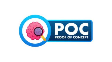 Büyüteci ve konsept etiketi olan bir beynin canlandırılmış simgesi