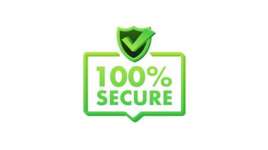 Kontrol işareti ve kalkan simgelerine sahip güvenli işlem kavramı, beyaz ve mavi arkaplanda izole