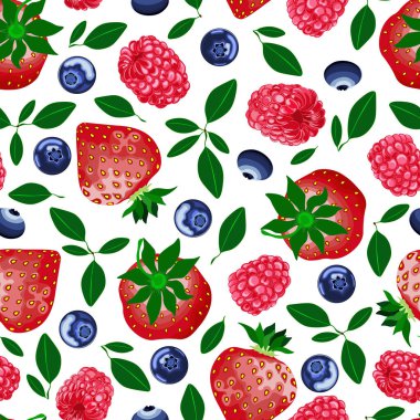 Kusursuz çiçek deseni-200. Orman çileği, çilek, ahududu, yabanmersini.