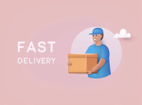 Delivery Man Boxes Courier Delivery Service Men Characters Parcels Packages — стоковый вектор