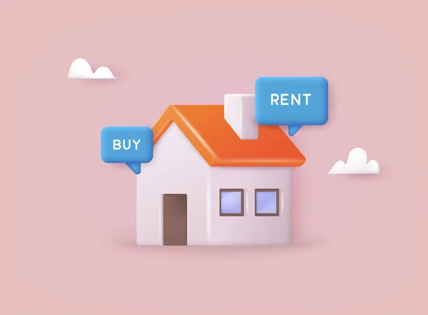 Otthon Buy Vagy Rent Beszéd Buborékok Ház Kiválasztása Ház Projekt — Stock Vector
