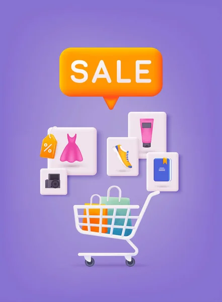 Discount Banner Design Online Shopping Concept Store Special Offers Advertisement — Stock Vector