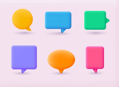 3D konuşma balonu seti. Sohbet kutusu, mesaj kutusu. 3B Web Vektör Resimleri.