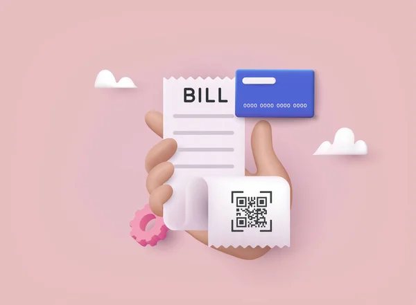 Hand Holding Finance Bill Bill Payment Credit Card Financial Online — Stock Vector