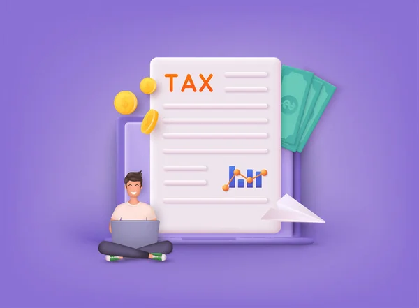Paiement Impôt Ligne Remplir Formulaire Fiscal Calendrier Indiquer Date Paiement — Image vectorielle