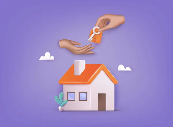 Hand Donne Argent Pour Investir Dans Résidentiel Investissement Immobilier Conceptuel — Image vectorielle