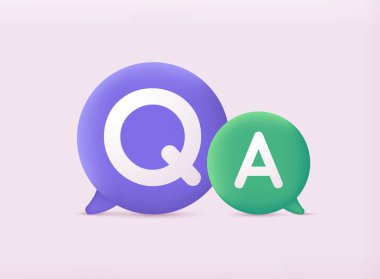 Soru ve Cevaplar konsept çizim şablonu. 3B Web Vektör Resimleri.