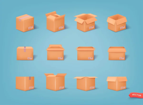 Boîtes Blanches Isolées Sur Fond Bleu Boîtes Dessin Animé Forme — Image vectorielle